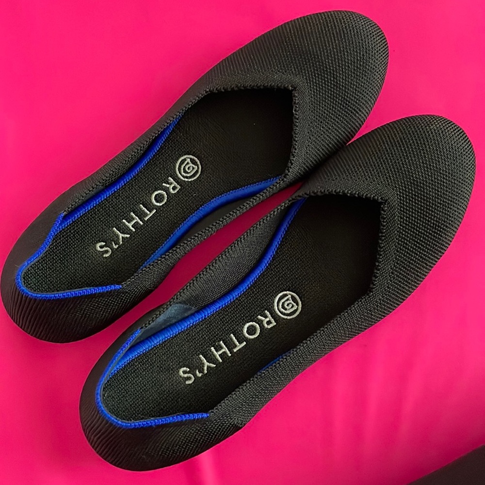 Rothy’s The Flat Round Toe Classic Style Solid Black Shoes 9 Women’s Slip On